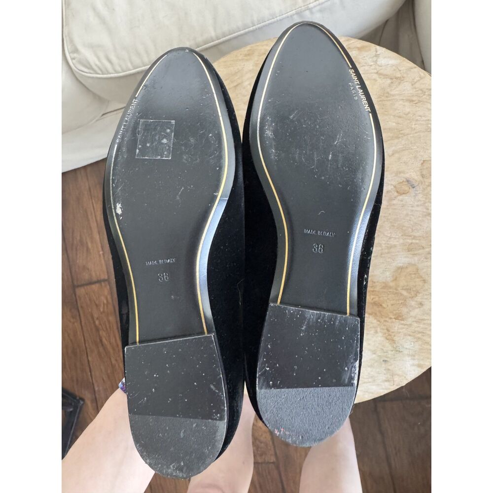 YVES SAINT LAURENT Heart Amore Love Velvet Leather Flat Loafers Size 38 - Picture 5 of 5